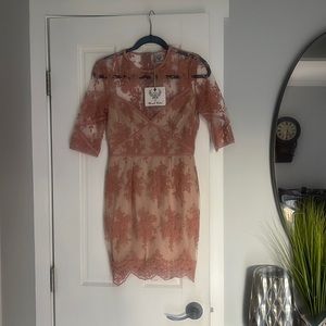 Pink floral dress ; so pretty ! NO STRETCH ; brand new / never worn